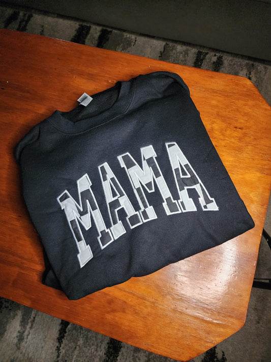 Mama checkered Embroidered Crew