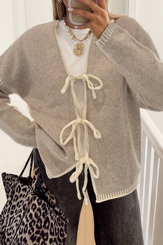 Khaki Tied Front Cardigan