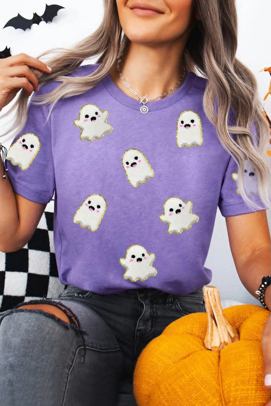 Purple Glitter Patch Ghost Top